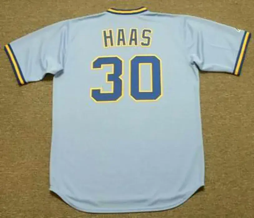 MOOSE HAAS Milwaukee Brewers 1982 Majestic Cooperstown Throwback Away Jersey 