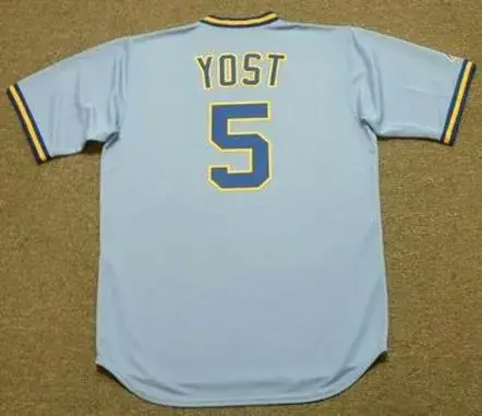 NED YOST Milwaukee Brewers 1982 Majestic Cooperstown Throwback Away Jersey 