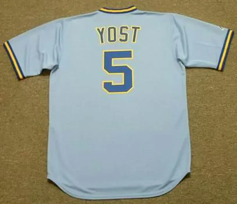 NED YOST Milwaukee Brewers 1982 Majestic Cooperstown Throwback Away Jersey 