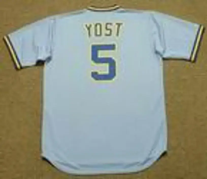 NED YOST Milwaukee Brewers 1982 Majestic Cooperstown Throwback Away Jersey 