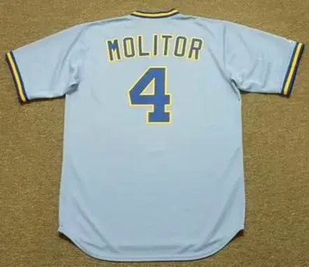 PAUL MOLITOR Milwaukee Brewers 1984 Majestic Cooperstown Throwback Away Jersey 