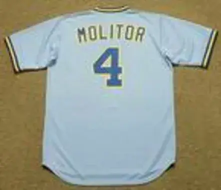 PAUL MOLITOR Milwaukee Brewers 1984 Majestic Cooperstown Throwback Away Jersey 