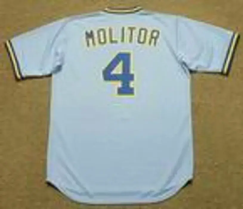 PAUL MOLITOR Milwaukee Brewers 1984 Majestic Cooperstown Throwback Away Jersey 