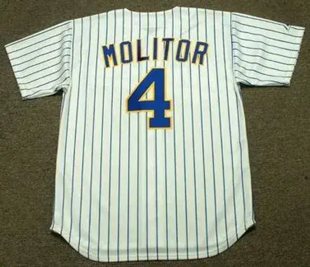 PAUL MOLITOR Milwaukee Brewers 1991 Home Majestic Baseball Throwback Jersey 