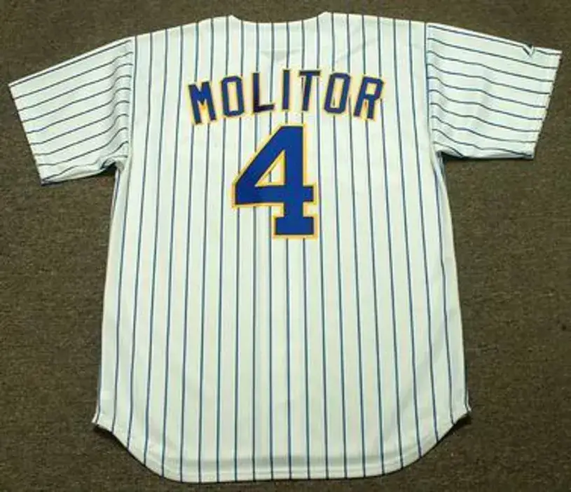 PAUL MOLITOR Milwaukee Brewers 1991 Home Majestic Baseball Throwback Jersey 