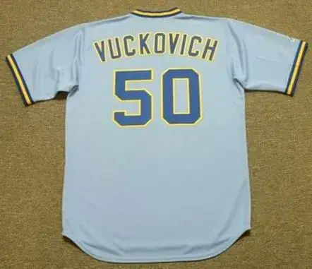 PETE VUCKOVICH Milwaukee Brewers 1982 Majestic Cooperstown Throwback Away Jersey 