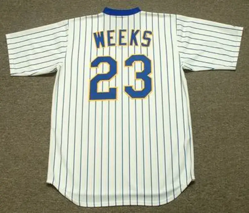 RICKIE WEEKS Milwaukee Brewers 1980’s Majestic Cooperstown Throwback Home Jersey 