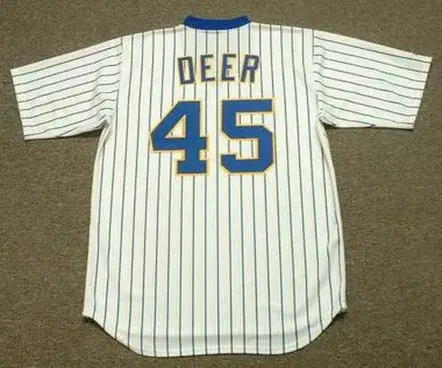 ROB DEER Milwaukee Brewers 1987 Majestic Cooperstown Throwback Home Jersey 