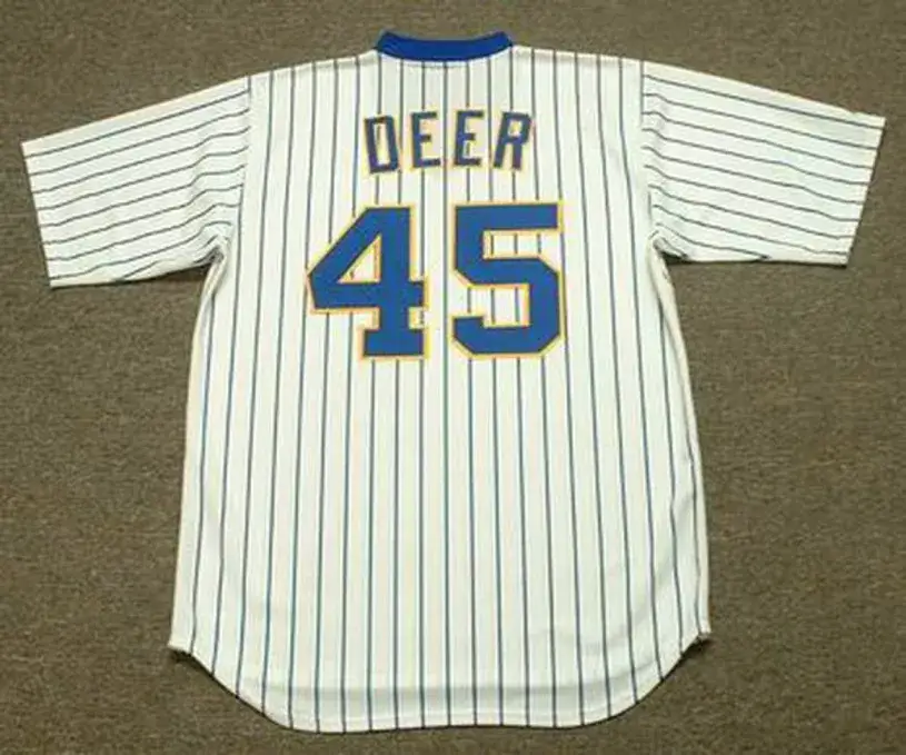 ROB DEER Milwaukee Brewers 1987 Majestic Cooperstown Throwback Home Jersey 