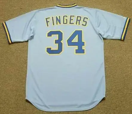 ROLLIE FINGERS Milwaukee Brewers 1982 Majestic Throwback Away Jersey 