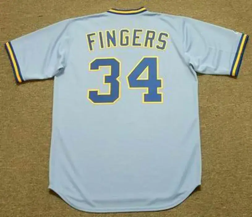 ROLLIE FINGERS Milwaukee Brewers 1982 Majestic Throwback Away Jersey 