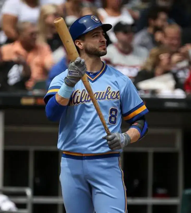 RYAN BRAUN Milwaukee Brewers 1980’s Away Majestic Throwback Baseball Jersey 