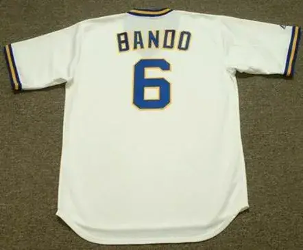 SAL BANDO Milwaukee Brewers 1977 Majestic Cooperstown Throwback Home Jersey 