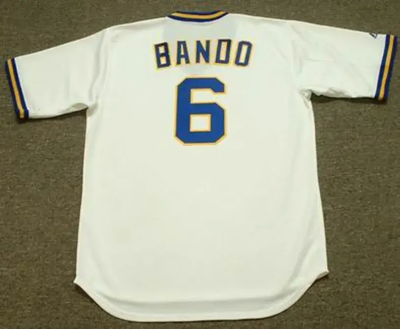 SAL BANDO Milwaukee Brewers 1977 Majestic Cooperstown Throwback Home Jersey 