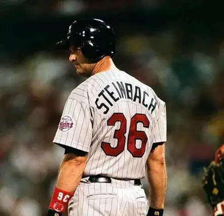 TERRY STEINBACH Minnesota Twins 1997 Majestic Throwback Away Baseball Jersey 