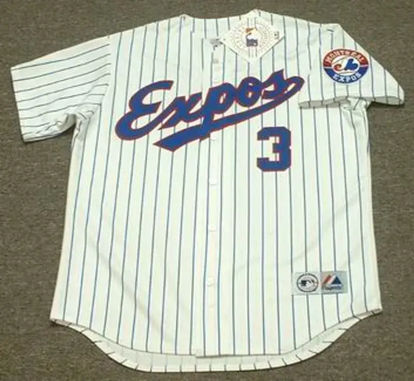 MIKE LANSING Montreal Expos 1994 Majestic Throwback Home Baseball Jersey
