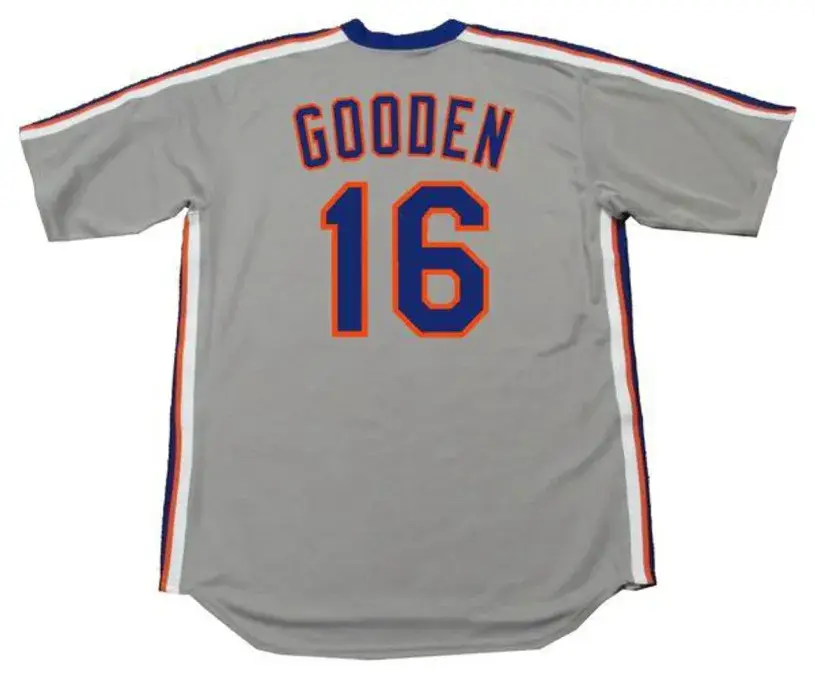 DWIGHT GOODEN New York Mets 1987 Majestic Cooperstown Away Baseball Jersey 