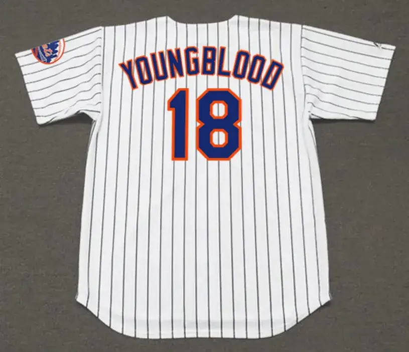 JOEL YOUNGBLOOD New York Mets 1977 Home Majestic Baseball Throwback Jersey 