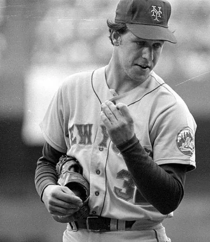 JON MATLACK New York Mets 1973 Away Majestic Baseball Throwback Jersey 