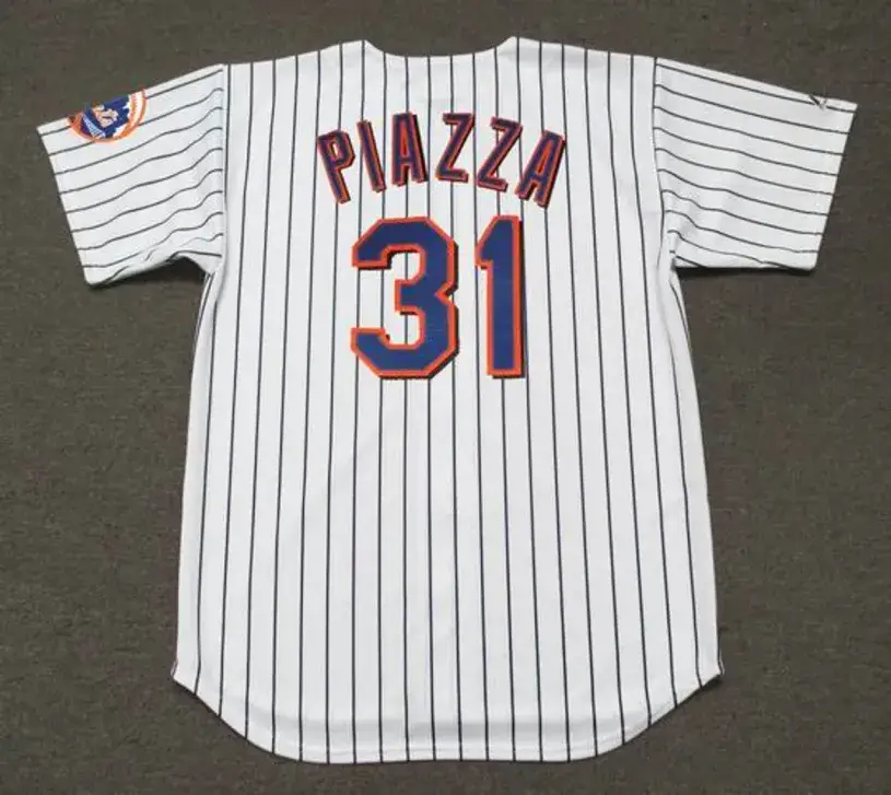 MIKE PIAZZA New York Mets 2000 Majestic Throwback Home Baseball Jersey 