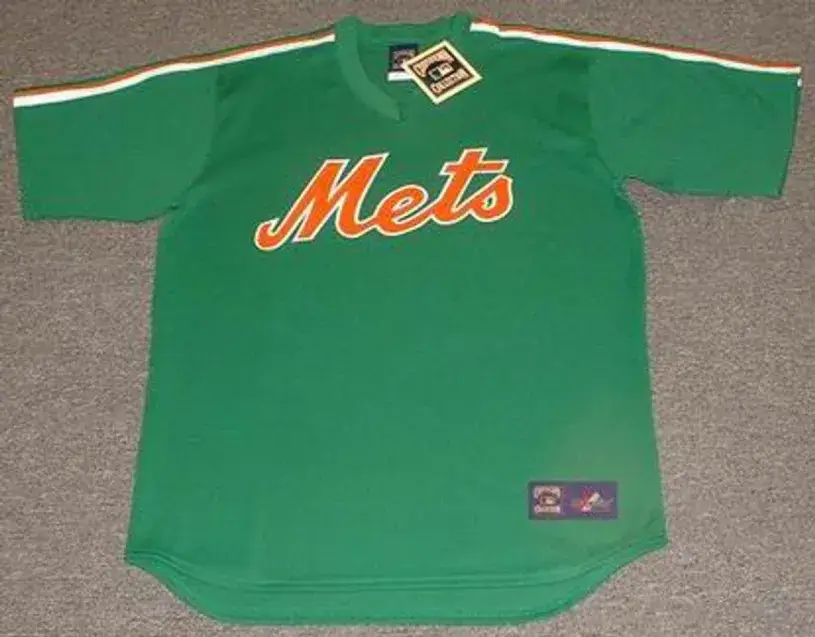 NEW YORK METS 1980s “St. Patty’s Day” Cooperstown Throwback Baseball Jersey
