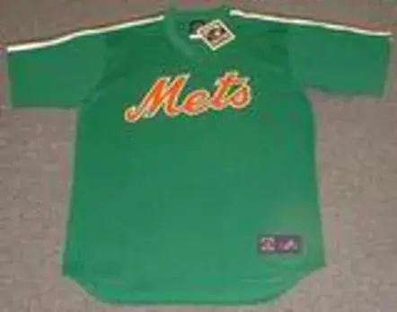 NEW YORK METS 1980s “St. Patty’s Day” Cooperstown Throwback Baseball Jersey 