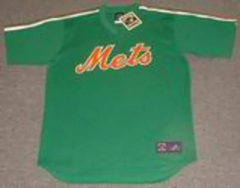 NEW YORK METS 1980s “St. Patty’s Day” Cooperstown Throwback Baseball Jersey 