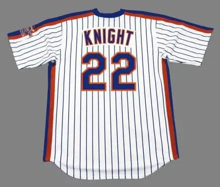 RAY KNIGHT New York Mets 1986 Majestic Cooperstown Home Baseball Jersey 