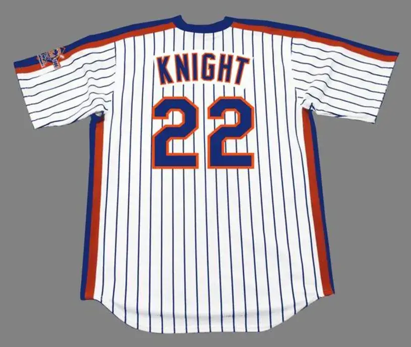 RAY KNIGHT New York Mets 1986 Majestic Cooperstown Home Baseball Jersey 