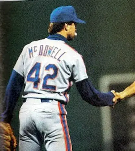 ROGER McDOWELL New York Mets 1987 Majestic Cooperstown Away Baseball Jersey 
