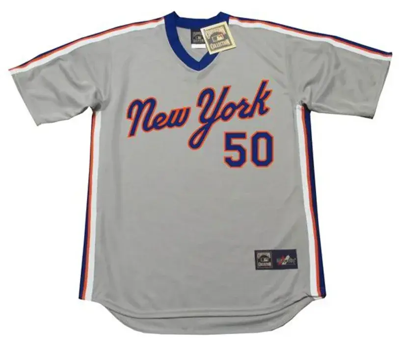 SID FERNANDEZ New York Mets 1987 Majestic Cooperstown Away Baseball Jersey