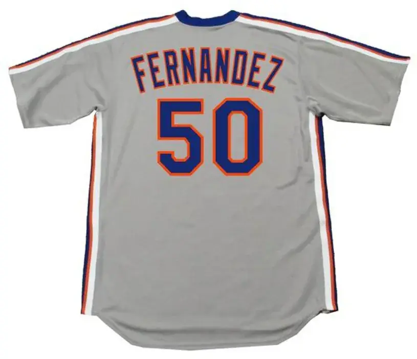 SID FERNANDEZ New York Mets 1987 Majestic Cooperstown Away Baseball Jersey 