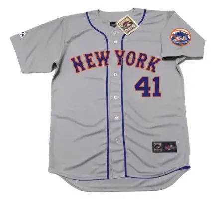 TOM SEAVER New York Mets 1973 Away Majestic Baseball Throwback Jersey