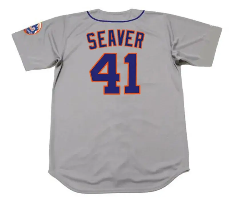 TOM SEAVER New York Mets 1973 Away Majestic Baseball Throwback Jersey 