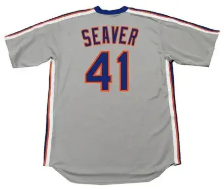 TOM SEAVER New York Mets 1983 Majestic Cooperstown Throwback Away Baseball Jersey 