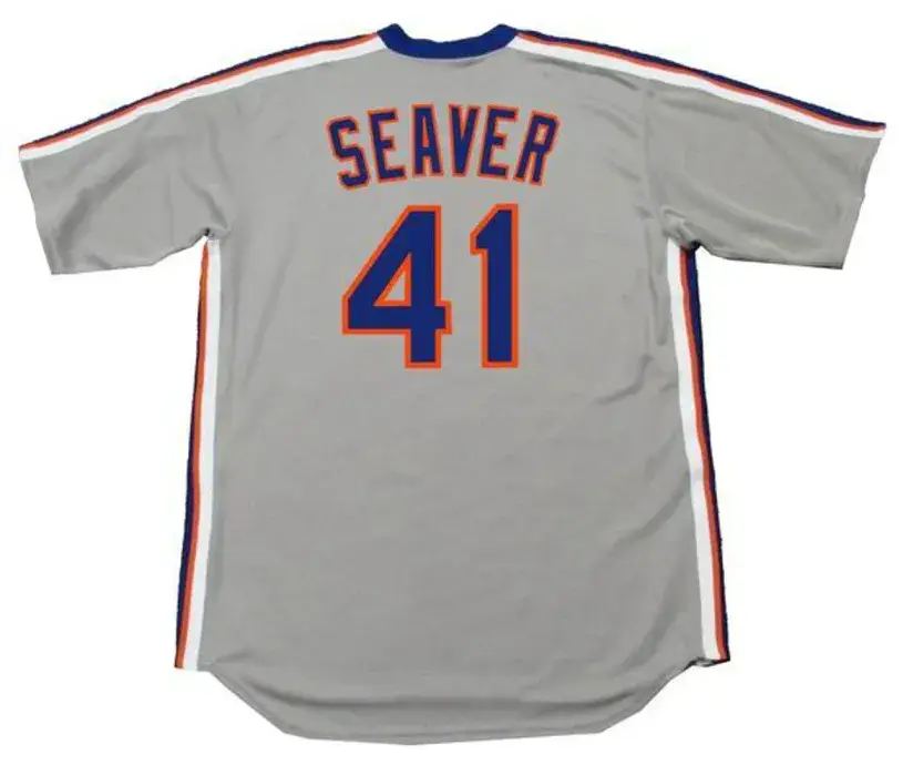 TOM SEAVER New York Mets 1983 Majestic Cooperstown Throwback Away Baseball Jersey 