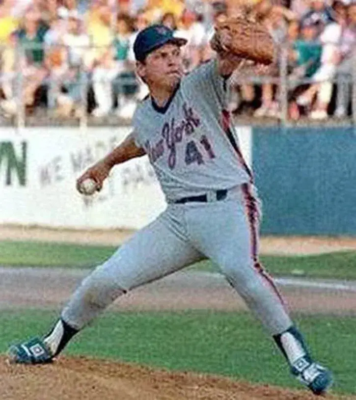 TOM SEAVER New York Mets 1983 Majestic Cooperstown Throwback Away Baseball Jersey 