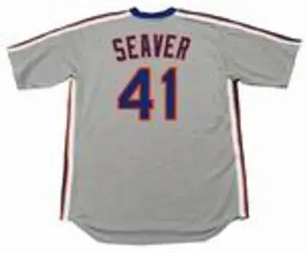 TOM SEAVER New York Mets 1983 Majestic Cooperstown Throwback Away Baseball Jersey 