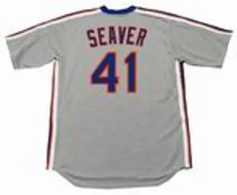 TOM SEAVER New York Mets 1983 Majestic Cooperstown Throwback Away Baseball Jersey 