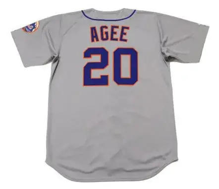 TOMMIE AGEE New York Mets 1969 Away Majestic Baseball Throwback Jersey 