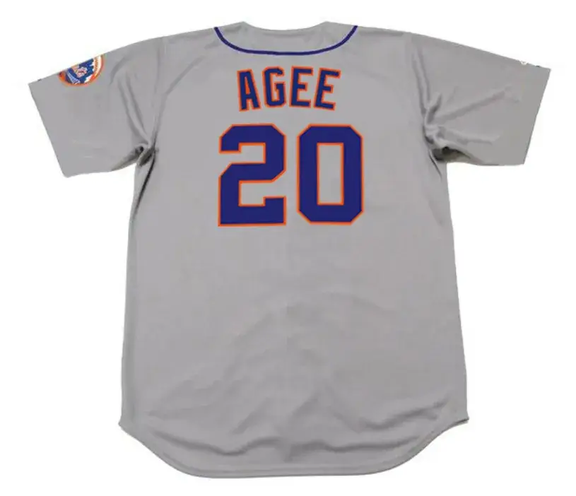 TOMMIE AGEE New York Mets 1969 Away Majestic Baseball Throwback Jersey 