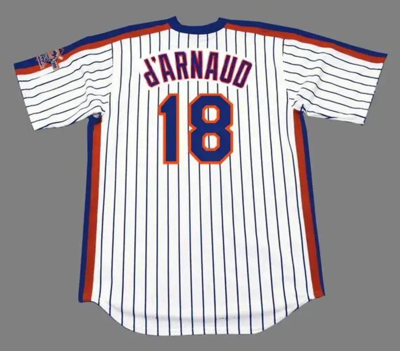 TRAVIS d’ARNAUD New York Mets 1986 Majestic Throwback Home Baseball Jersey 