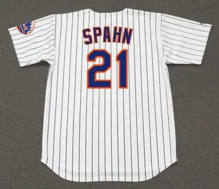 WARREN SPAHN New York Mets 1965 Home Majestic Baseball Throwback Jersey 