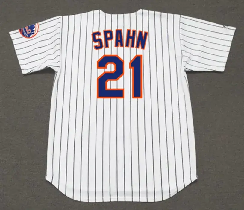 WARREN SPAHN New York Mets 1965 Home Majestic Baseball Throwback Jersey 