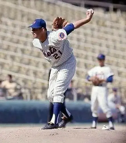 WARREN SPAHN New York Mets 1965 Home Majestic Baseball Throwback Jersey 