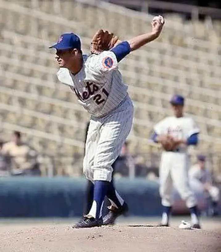 WARREN SPAHN New York Mets 1965 Home Majestic Baseball Throwback Jersey 