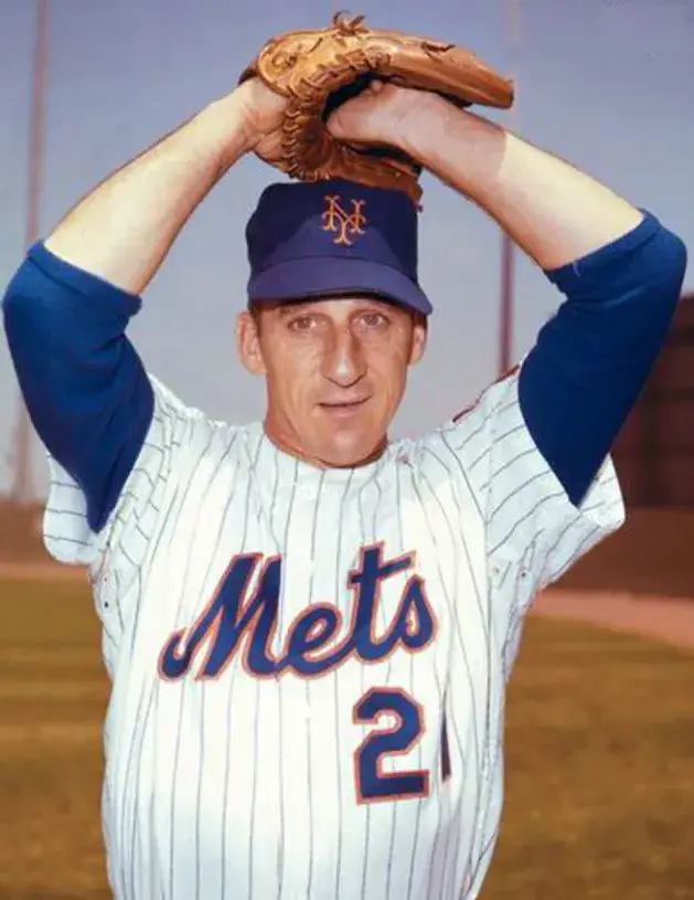 WARREN SPAHN New York Mets 1965 Home Majestic Baseball Throwback Jersey 