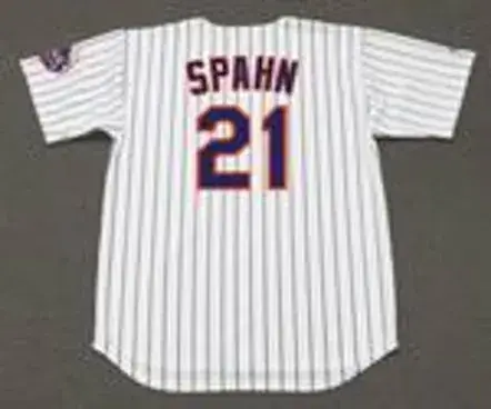 WARREN SPAHN New York Mets 1965 Home Majestic Baseball Throwback Jersey 