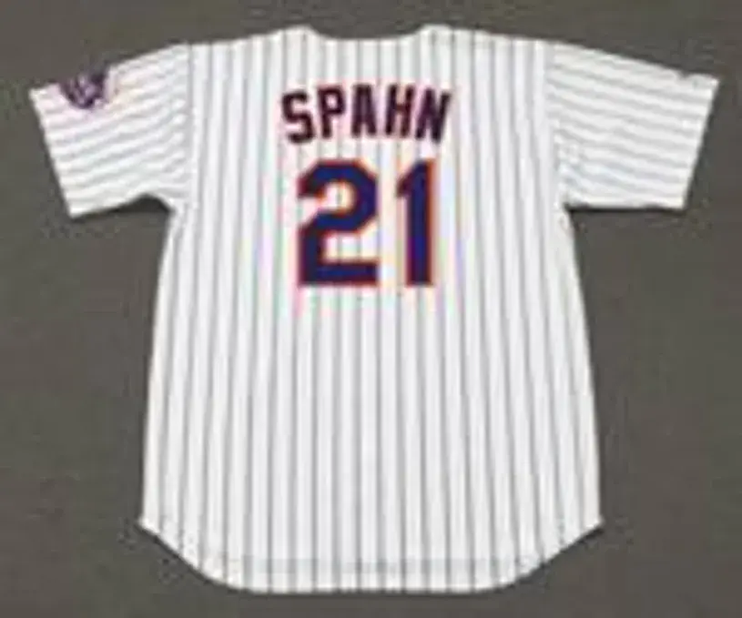 WARREN SPAHN New York Mets 1965 Home Majestic Baseball Throwback Jersey 