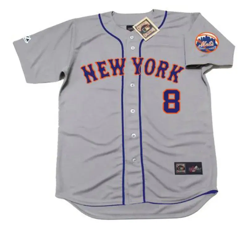YOGI BERRA New York Mets 1965 Away Majestic Baseball Throwback Jersey
